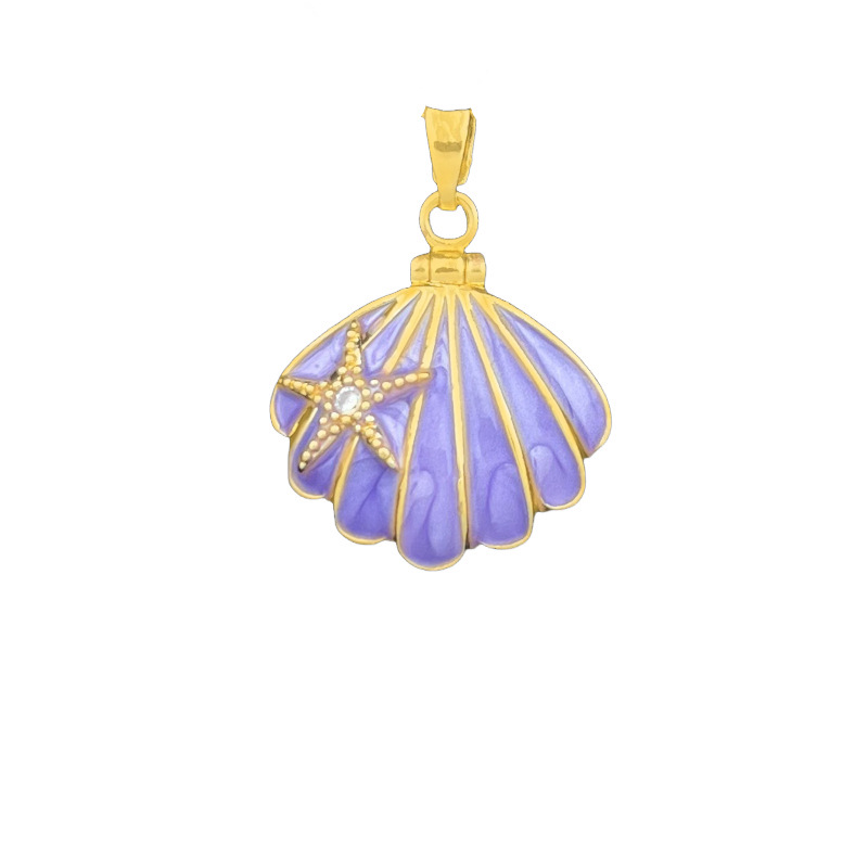 XL5042 Shell Starfish Photo Clip Pendant Gold Purple