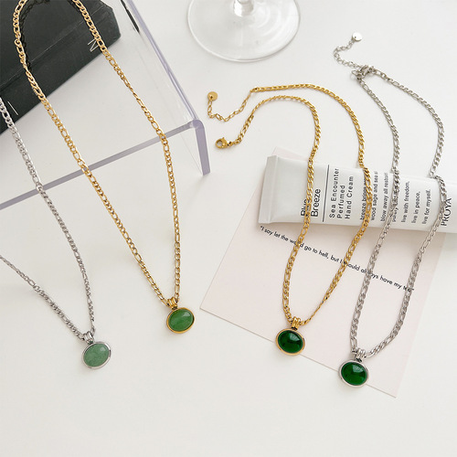 European and American light luxury style aventurine jewelry set ins cold style simple high-end sense temperament generous jewelry set