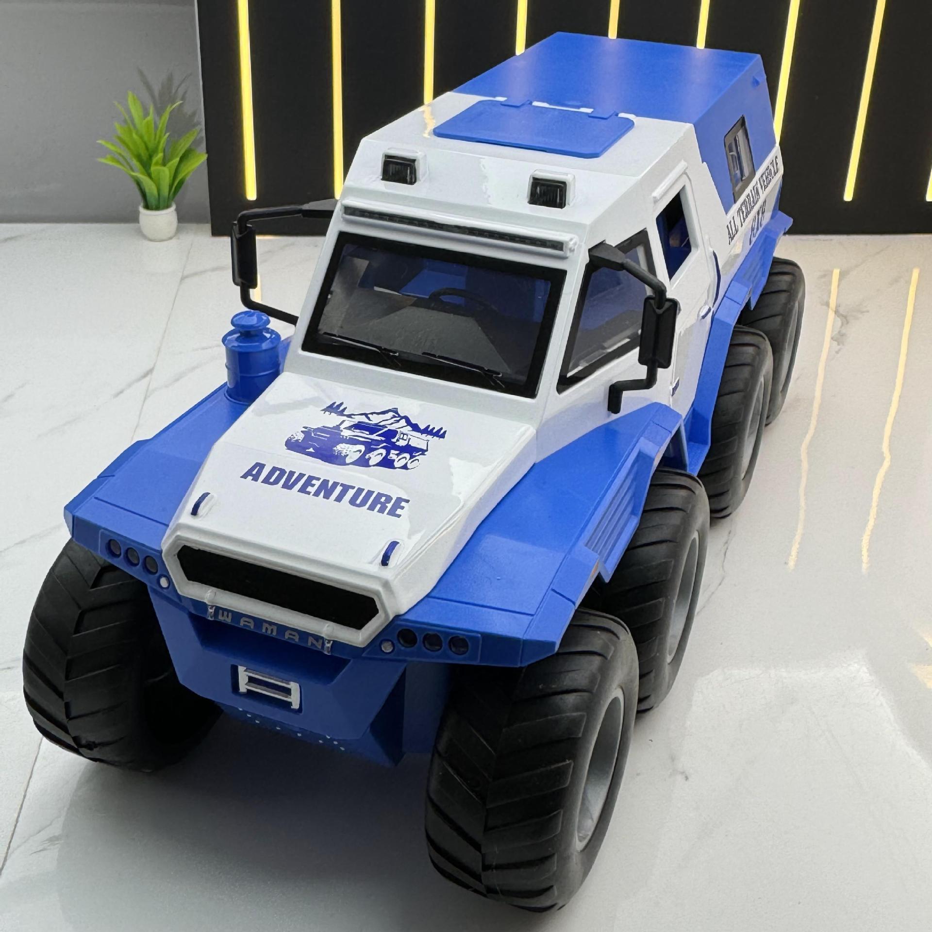 Modelo de coche de aleación de simulación Jianyuan 1:24 conquistador chamán Tire hacia atrás vehículo todoterreno con sonido y luz modelo de coche de juguete adornos