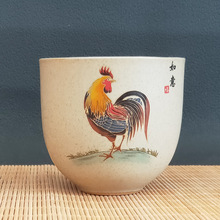 粗陶鸡缸杯大号成化斗彩金鸡禅意单杯复古品茗杯大公鸡茶杯鸡公杯