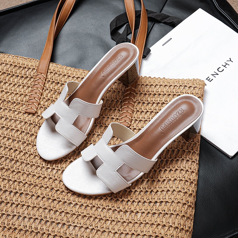 Versatile Slip-On Sandals Wholesale High-Heeled Slippers for Women with Chunky Heels for Outdoor Wear 2026 New Model Comfortable for Daily Use 5cm