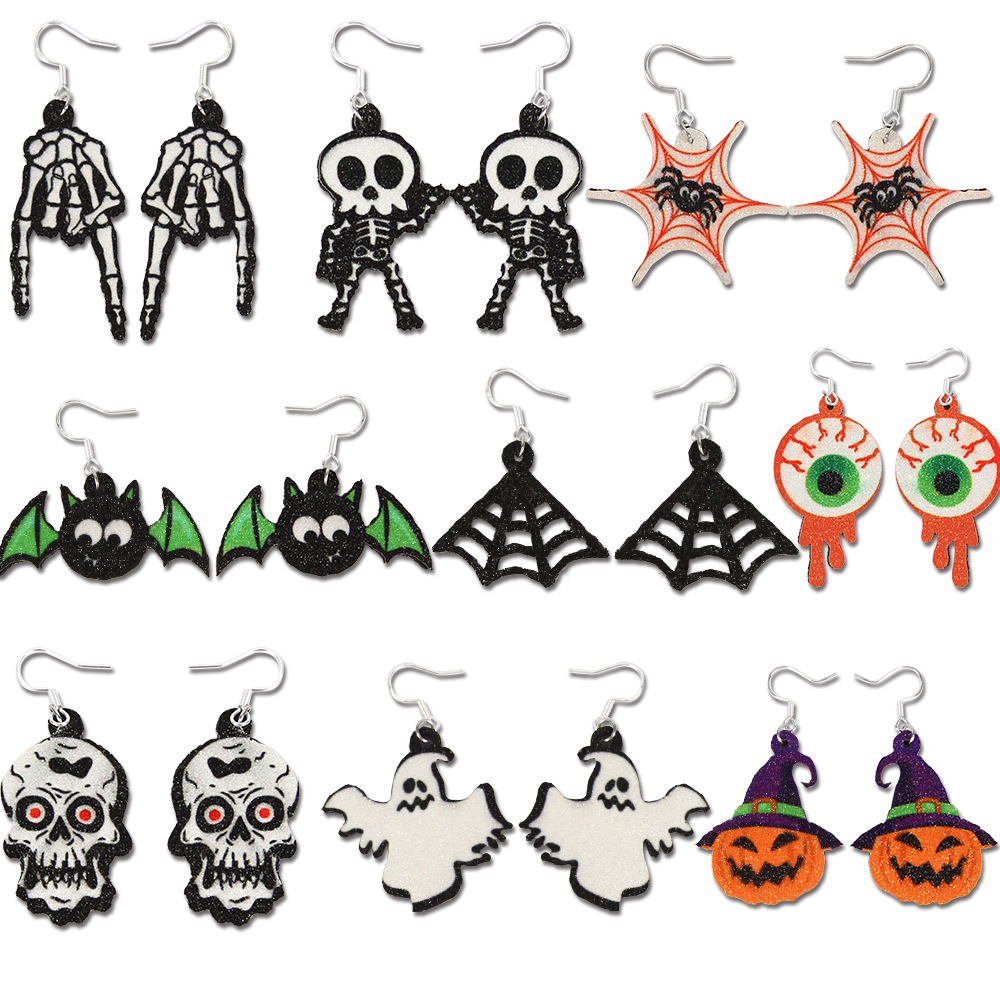 Amazon nuevos pendientes de Halloween araña murciélago pendientes adultos niños decoración de fiesta horrores extraños pendientes