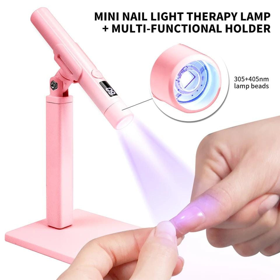 Lámpara de fototerapia portátil rosa de manicuras un soporte de lámpara rotativa de 360 grados soporte multifuncional conjunto de lámpara de horneo de uñas