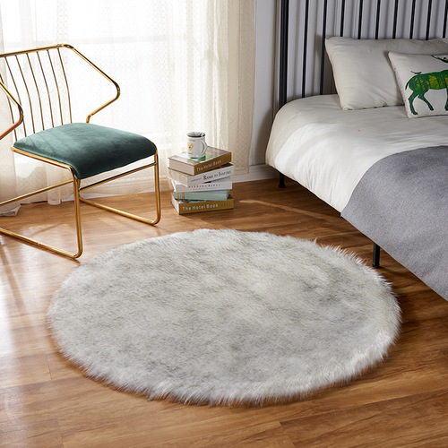 Manufacturer cross-border Amazon plush carpet bedroom living room bedside round wool bay window mat pink floor mat