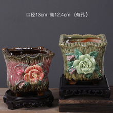 多肉老桩花盆陶瓷创意简约大号复古粗陶法师高盆肉肉陶罐包邮