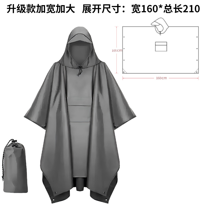 Comercio exterior impermeable al aire libre tres en uno poncho 210T poliéster PU viaje senderismo capa montañismo pesca capa impermeable