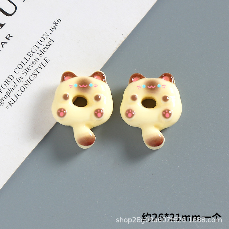 奶黄可爱小猫咪甜甜圈奶油胶diy手机壳手工制作材料树脂饰品配件|undefined