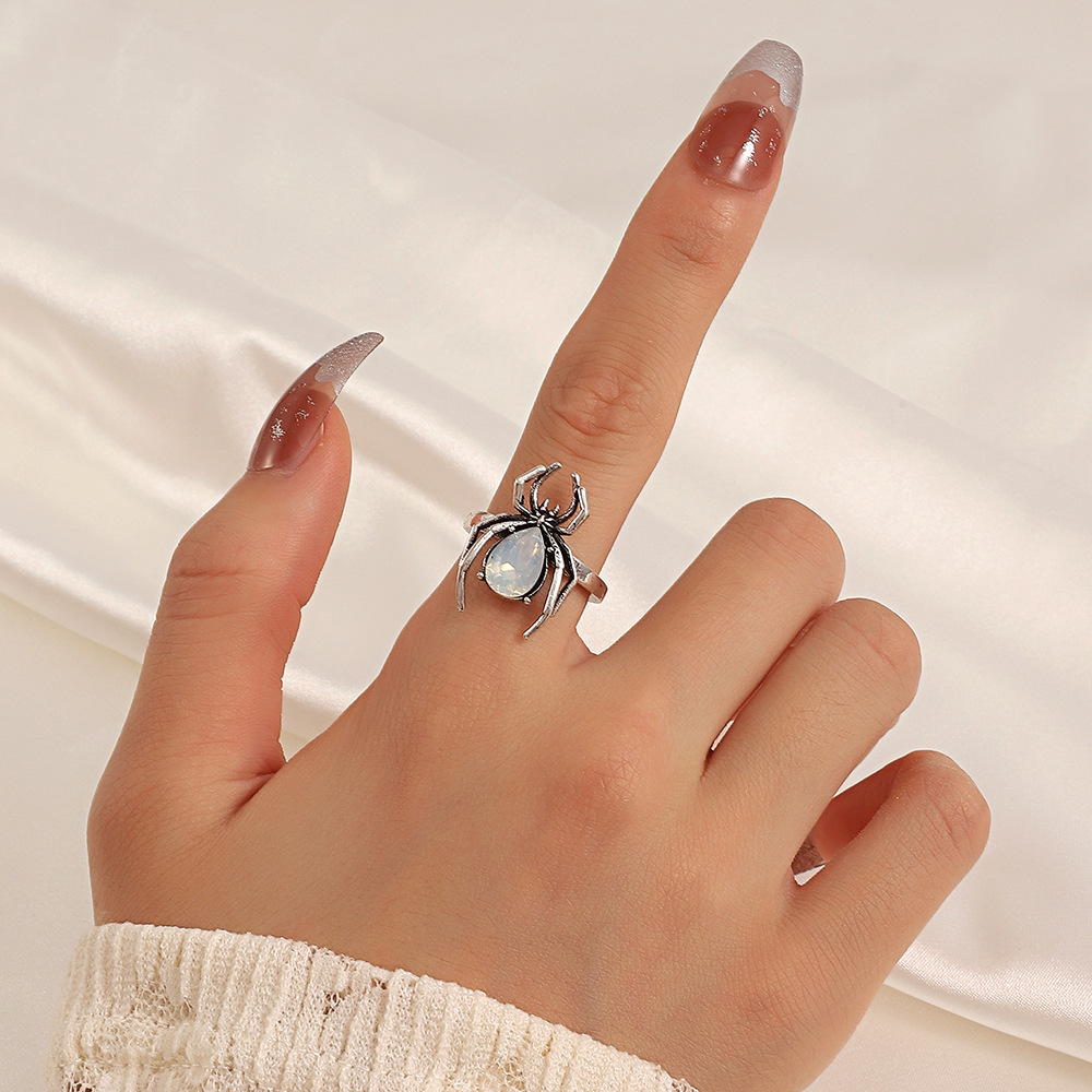 Open Rings Classification One Size Ring Size Cool Style Spider Alloy Plating Inlay Artificial Gemstones Halloween Women's Open Rings