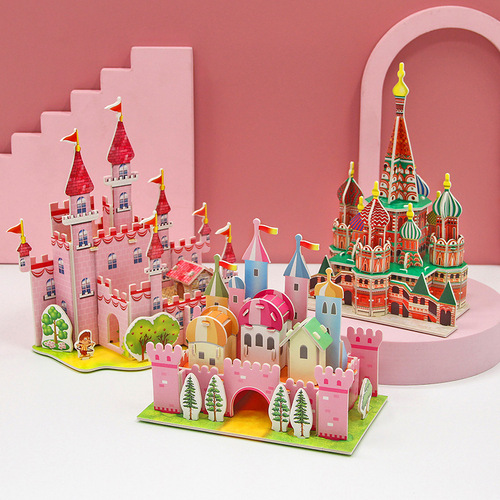 Children 3D Stereo Jigsaw Wholesale Boys and Girls Intelligence Toy Paper House Model DIY Handmade Stalls 