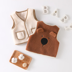 DUUDUU Winter Warm Double-Sided Plush Vest for Children Spring and Autumn Unisex Baby Thick Baby Vest