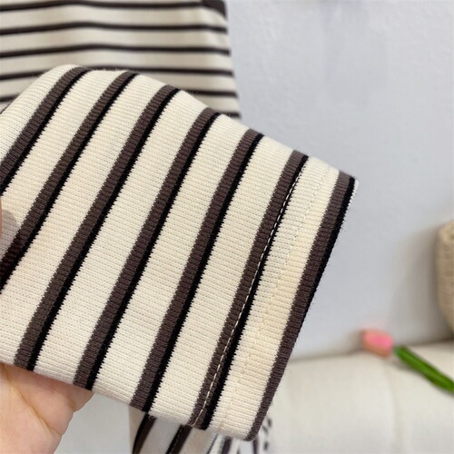 2024 summer new style girls striped mid-length casual dress baby girl summer dress fashionable children's t-shirt dress