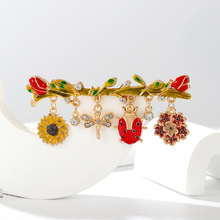 植物昆虫流苏胸针女时尚精致百搭蜻蜓甲壳虫花朵衣服别针配饰胸花