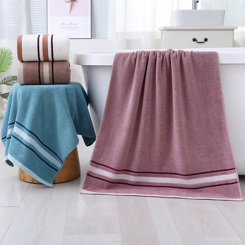Sandpaper bag packaging double-sided pure cotton bath towel factory wholesale 70*140cm thick 100% cotton adult embroidery logo