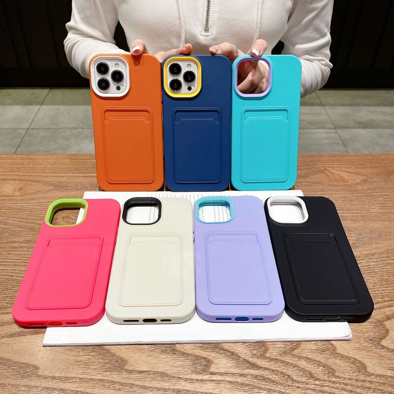 Three-In-One Card Holder Frosted Silicone Case Suitable for Iphone17Pro Max Apple 16 Mobile Phone Case 13/14 Simple Three-In-One Card Holder Frosted Silicone Case Suitable for Iphone17Pro Max Apple 16 Mobile Phone Case 13/14 Simple