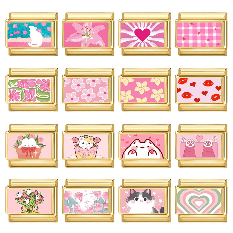 Pink Series Flowers, Hearts, Animals, Letter Elements, Creative DIY Interlocking Bracelet Accessories, Fashionable for Commuting Pink Series Flowers, Hearts, Animals, Letter Elements, Creative DIY Interlocking Bracelet Accessories, Fashionable for Commuting