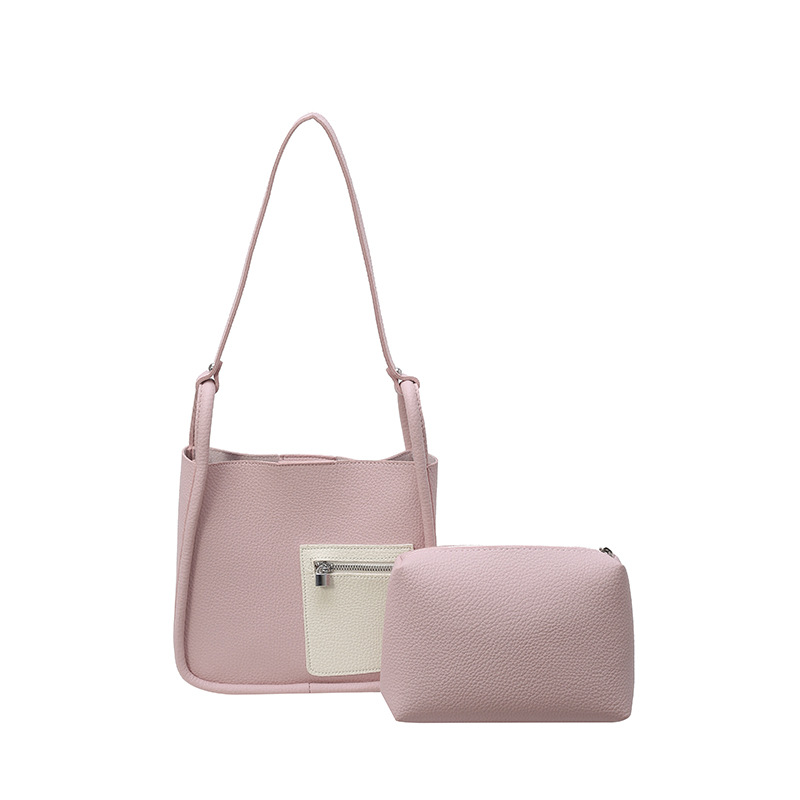 Bolso de axila popular de este año 2025 verano nuevo bolso femenino moda patrón de lichi bolso de hombro de color de contraste