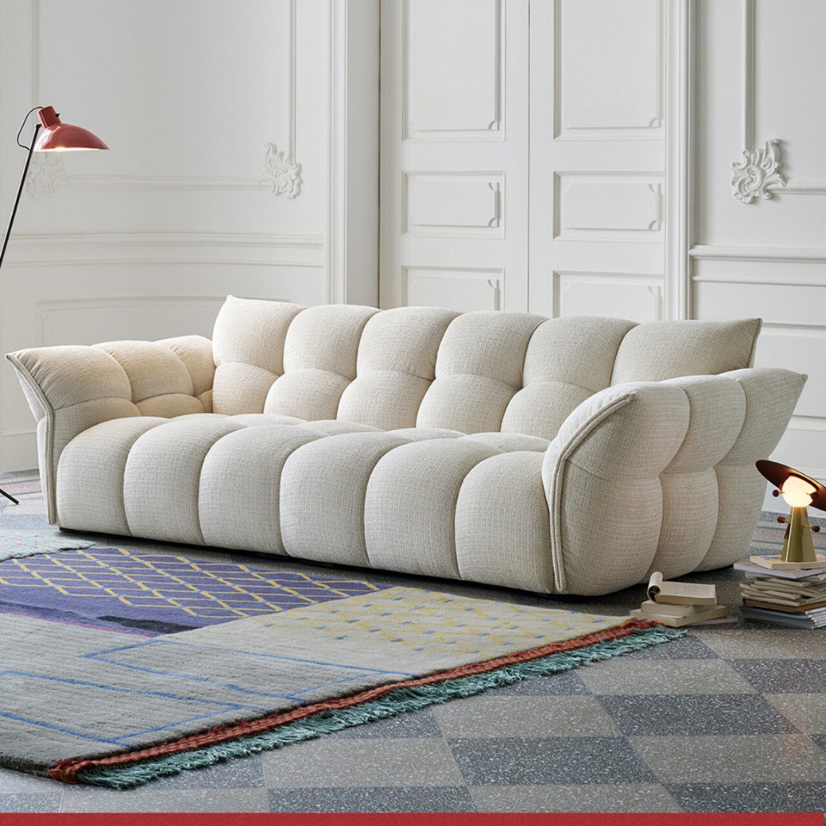 Lily Sofa Designer Original New Light French Cream Style Retro Style Chenille Velvet Fabric Petal Sofa