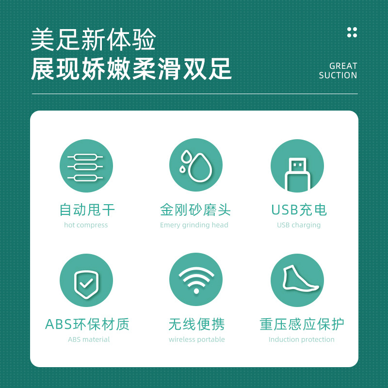 New Electric Foot File Slim Leg Callus Remover Pedicure Tool Cordless Foot Care Device Factory Wholesale