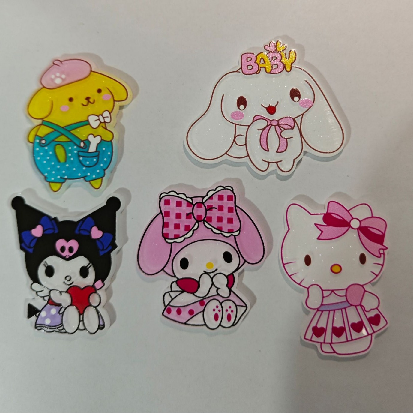 Sanrio acrílico clip de cabello para niños accesorios para el cabello broche de ropa llaveros accesorios DIY joyas