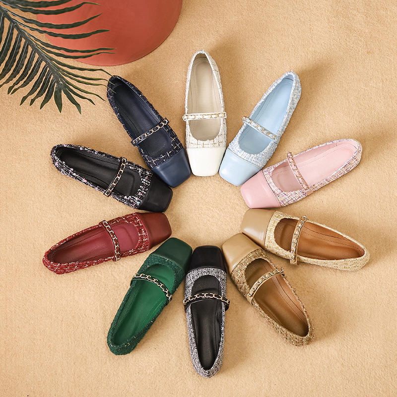 French-Style Chanel-Inspired Mary Jane Flat Shoes for Women, 2026 New Model, Comfortable Square-Toe Shallow Mouth Large Size Women's Shoes