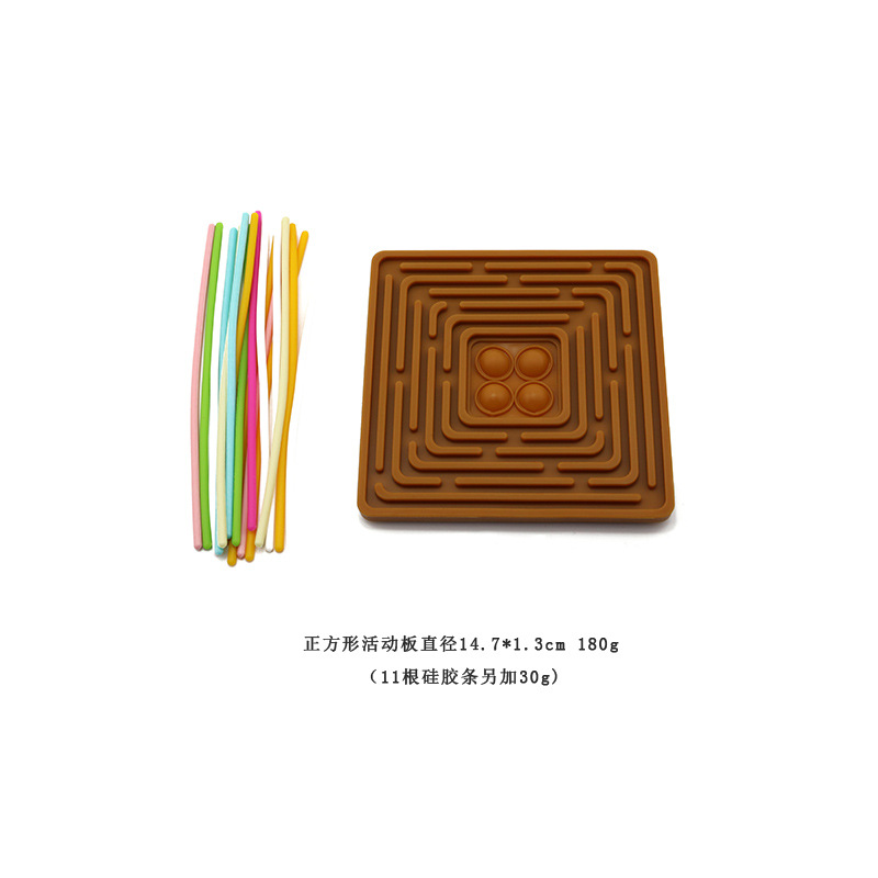 사각 버블 스타일 - 브라운(실리콘 스트립 12개 및 검정색 천 가방 포함)