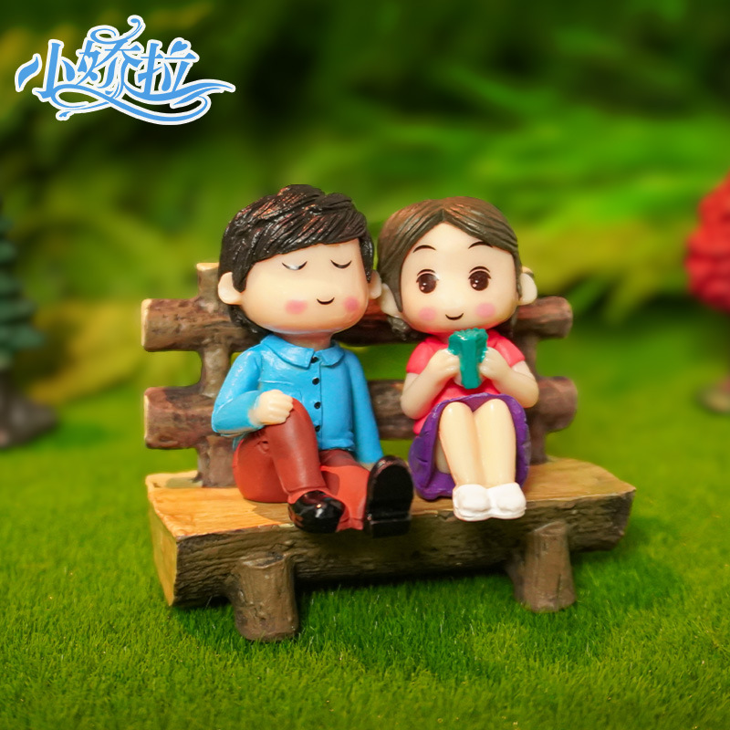 Accesorios para macetas suculentas pareja romántica hojas sillas adornos de paisajismo adornos pasteles suculentos materiales de bricolaje