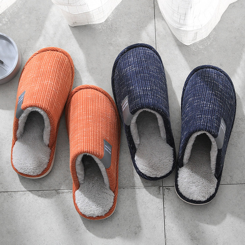 Men's Cotton Slippers Winter Indoor Home Use Soft Sole Thick Plush Slippers Warm Wholesale Bulk