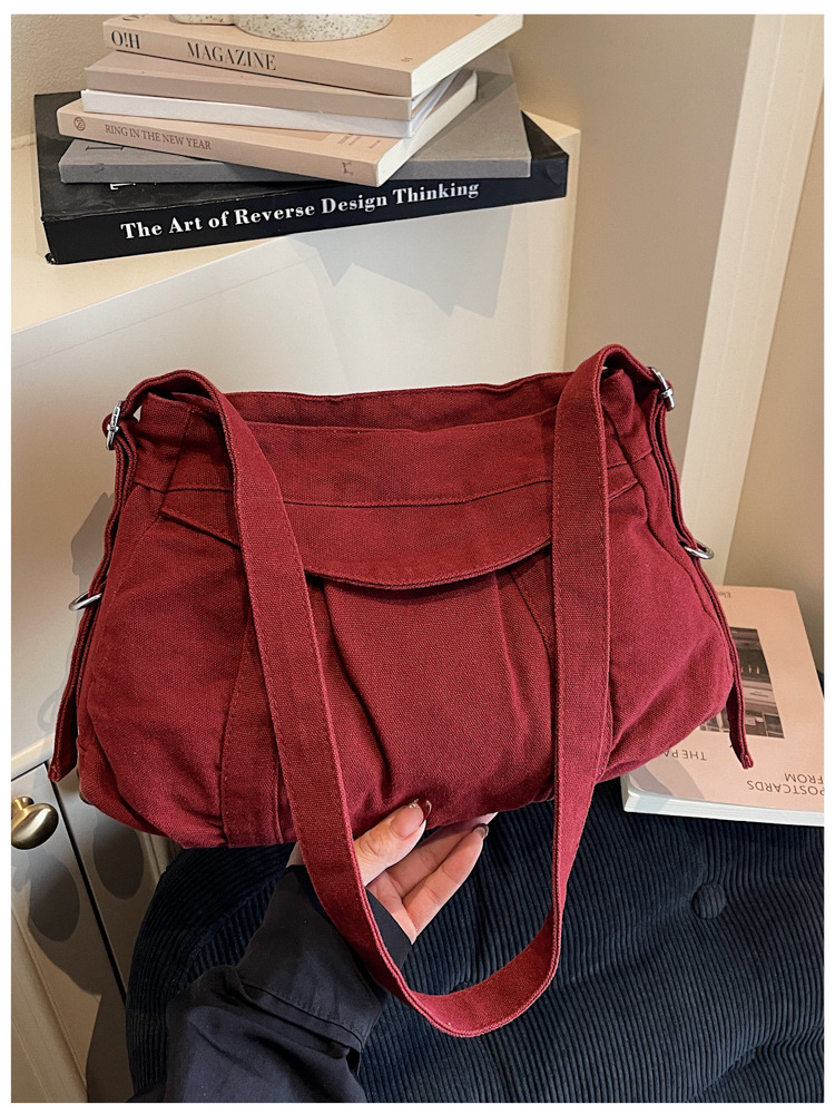 Bolso retro de gran capacidad para mujeres 2026 nuevo estilo lienzo de moda simple mochila de hombro para viajar bolsa de ocio image 11