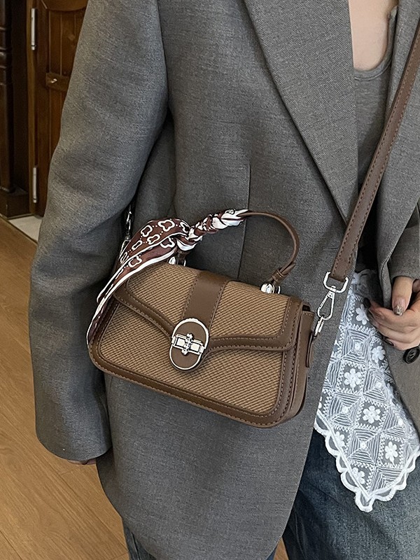 Bolso para mujeres 2025 nuevo color de contraste empalme bolso portátil de alta calidad de moda moda bolso de hombro