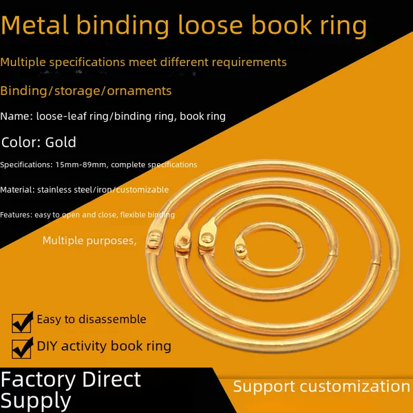 Cross-Border Supply of Gold Binding Rings, Loose-Leaf Rings, Movable Storage Rings, Metal Accessories, Iron Rings, DIY Children's Book Rings