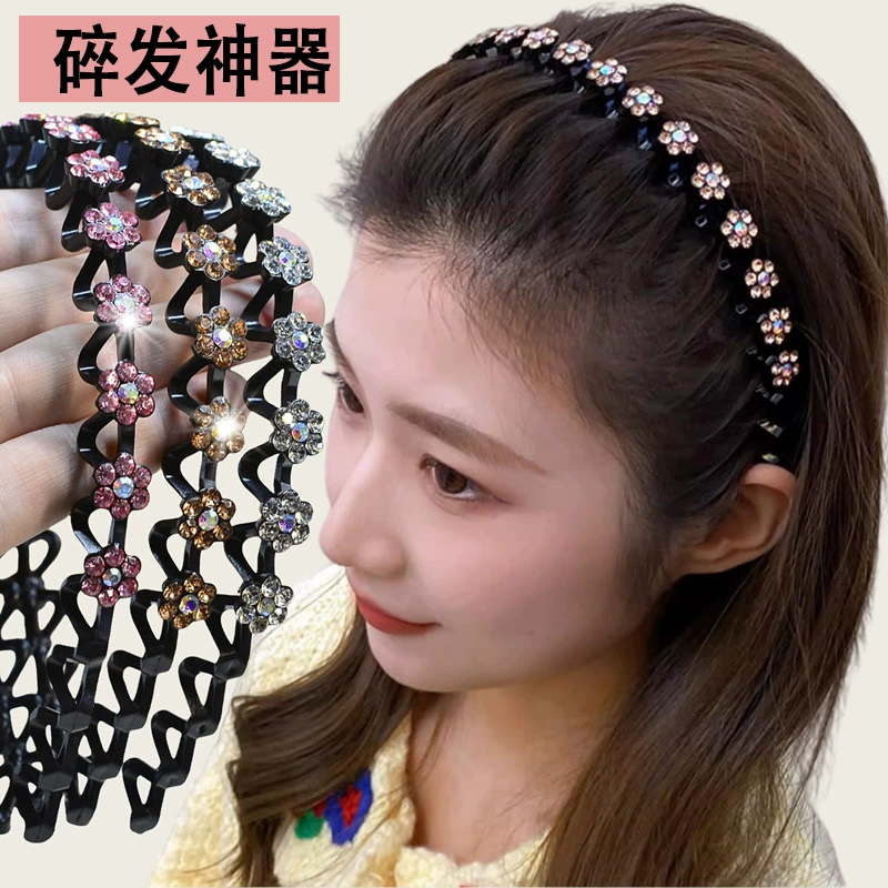 Женская повязка на голову со стразами и цветком сливы, специальная заколка для мытья лица, прессование волос, зубчатая противоскользящая повязка на голову, артефактный головной убор для сломанных волос