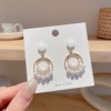 High quality earrings from pearl, advanced accessory, fashionable silver needle, wholesale, high-quality style, simple and elegant design