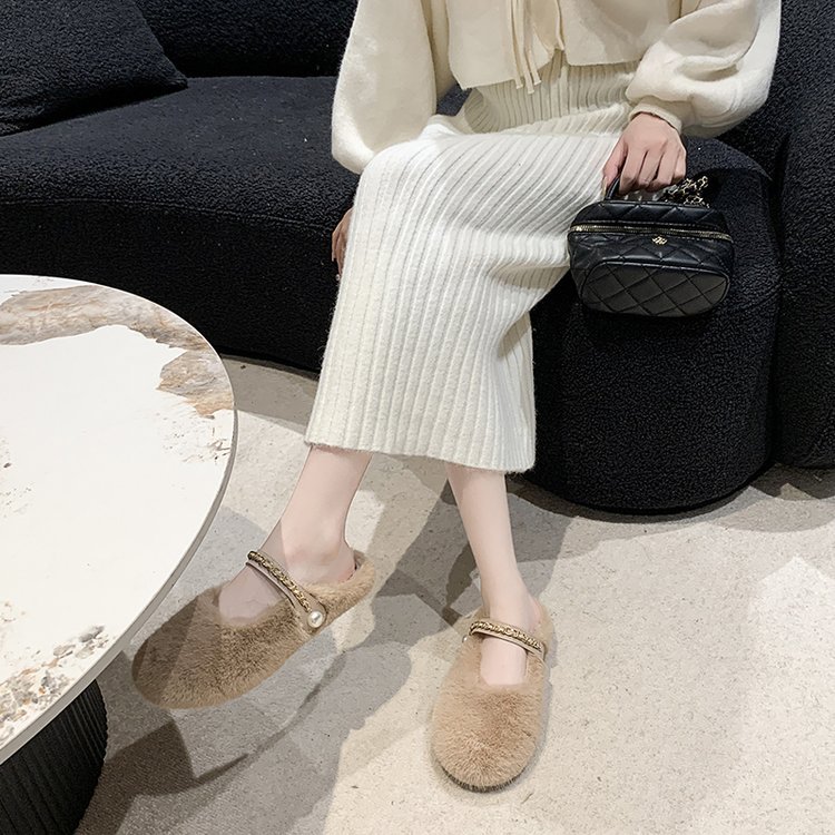 Pantofole in peluche da donna comode morbide bianche in cotone_voghion.com
