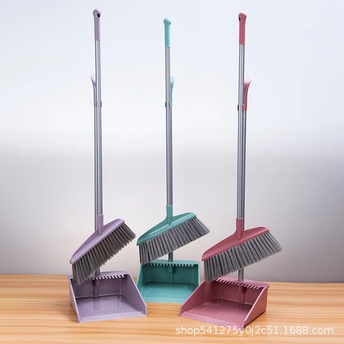 Combination set of broom and dustpan, soft bristle household broom, hair-resistant, single broom and dustpan, sweeping, scraping, water removal magic tool