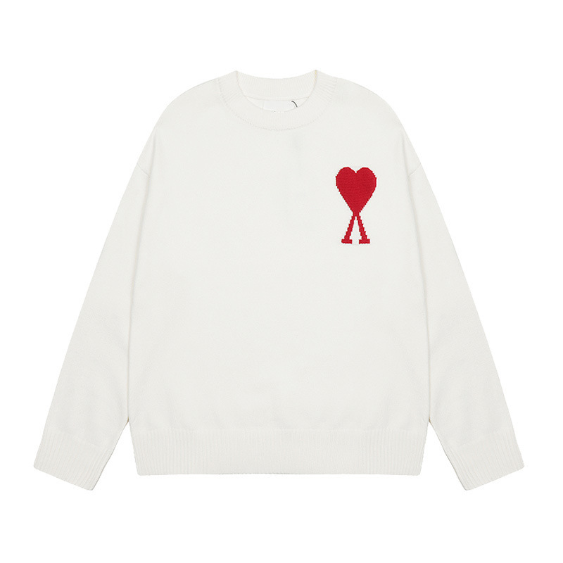 大注目！ ami セーター ラウンドネック ビッグラブ 25ss 新しいカップルルーズ長袖クロスボーダーウール女性のセーター|undefined