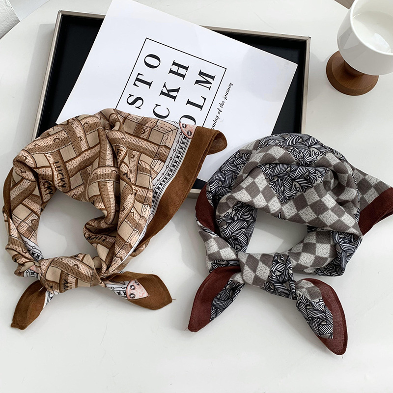 Buñuelo de seda cuadrado de alta sensación 2025 nuevo buñuelo de seda de impresión de algodón universal buñuelo de pelo de cuello buñuelo buñuelo