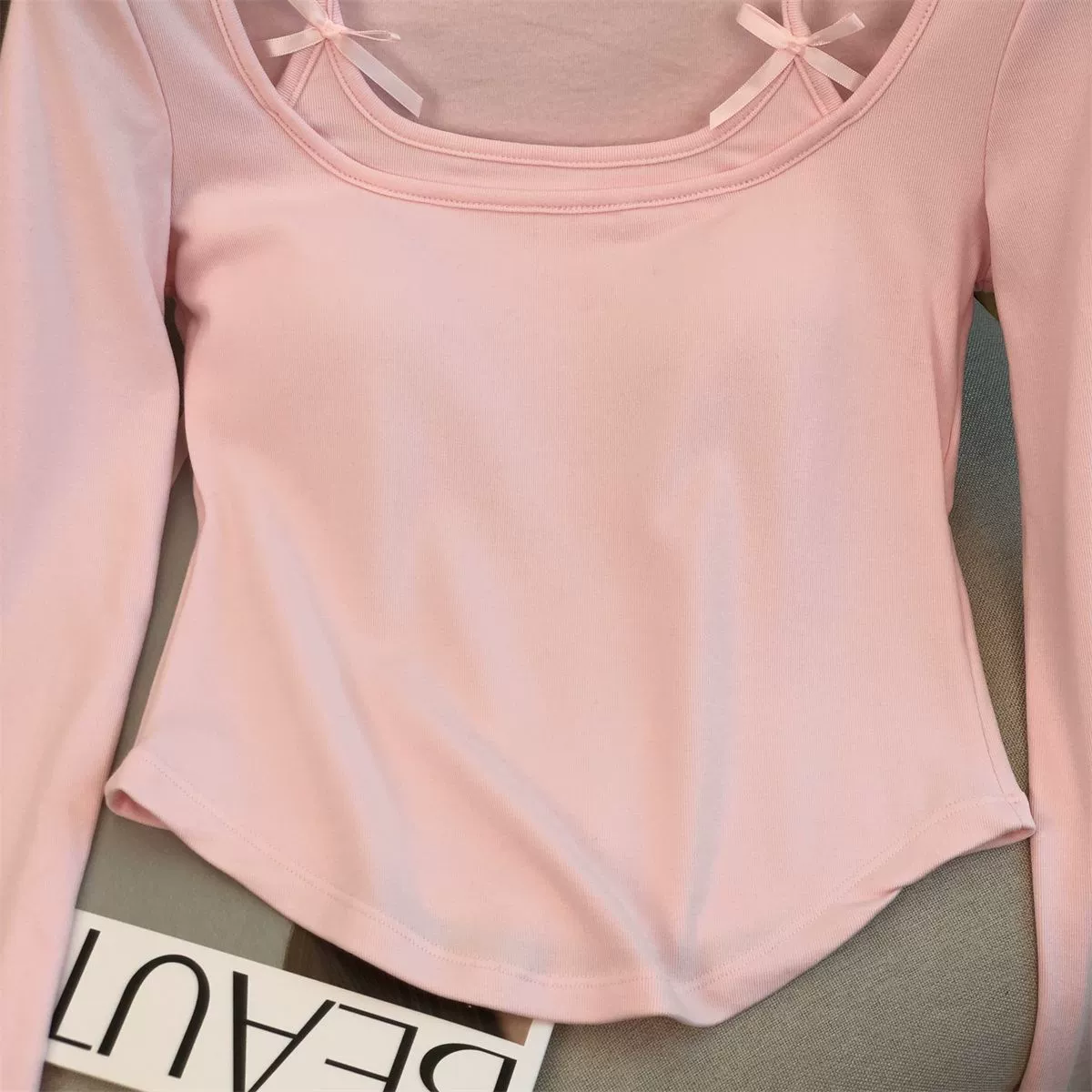 Set, autumn short long-sleeve with bow