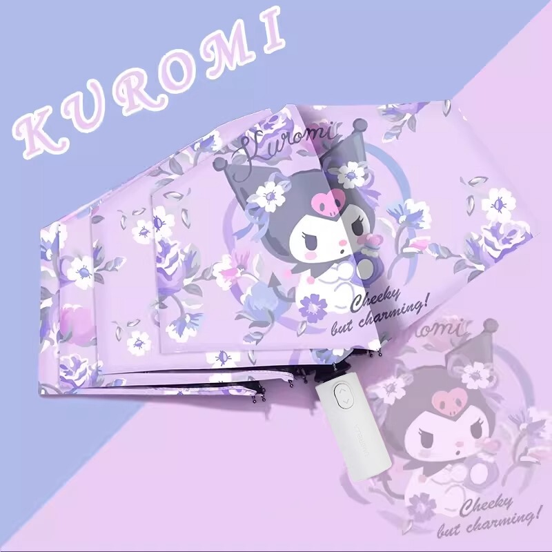 Kuromi Umbrella Fully Automatic Female High-Looking Cute Student Rain or Shine Cinnamon Dog Sun Umbrella Anti-Uv