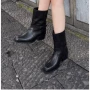 冬季欧美舒适黑色中筒靴