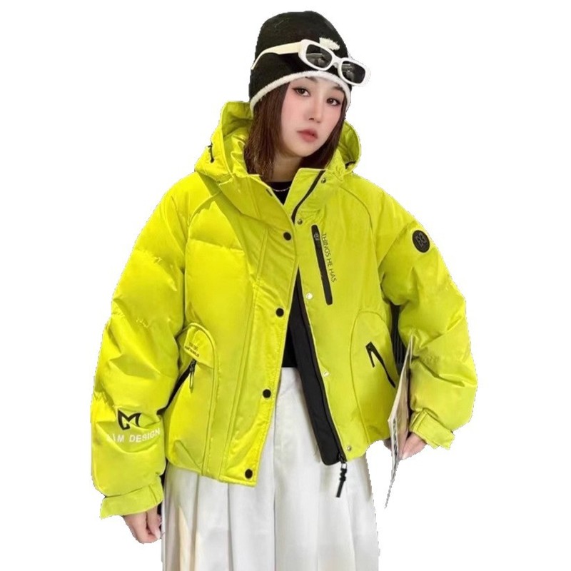 2025新款冬季羽绒服女短款连帽欧货潮牌字母提花白鸭绒面包服外套|undefined