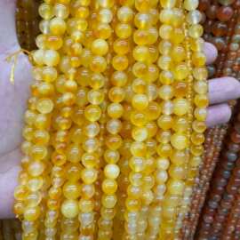 黄龙飘花玉髓diy圆珠子散珠手工串珠优化天然石饰品配件工厂直销