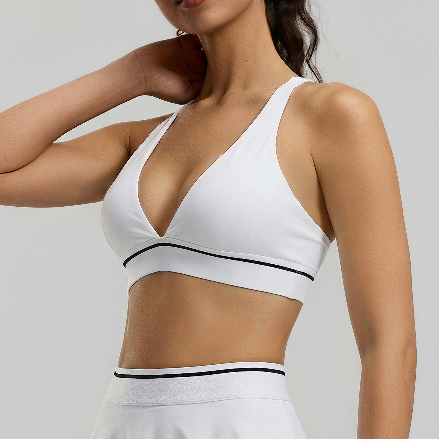 Juyi Tang Europa y América sexy transfronteriza profunda V ajustado yoga belleza de espalda fitness ropa interior deportiva