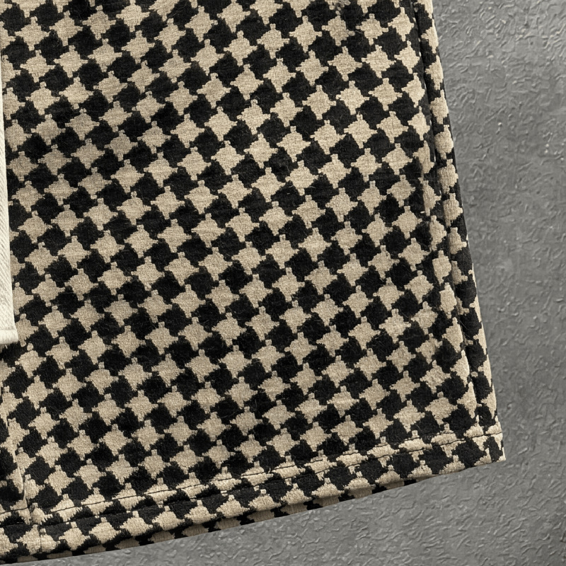Men's Houndstooth Shorts Retro Relaxed Fit Summer Casual Trousers_voghion.com