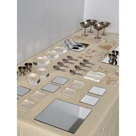 老钱风甜品台摆件不锈钢茶歇摆台秩序感甜品台展示架镜面甜品盘