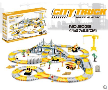 Ventas transfronterizas de juguetes de tren para niños DIY universal montaña rusa eléctrica de dinosaurios parque al por mayor