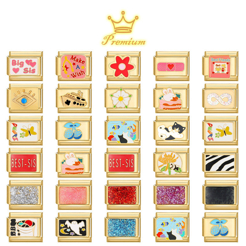 Cross-Border Module Charms Gold DIY Necklace Personalized Jewelry Fashion Ring Anklet Exquisite Module Accessories