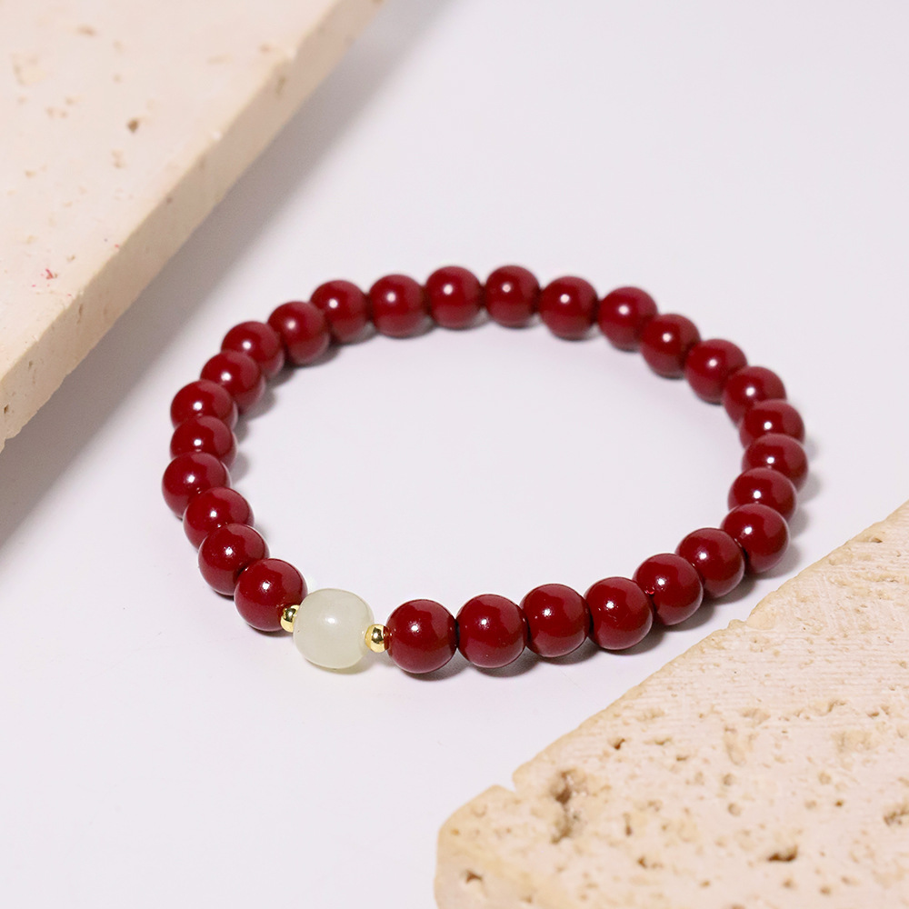 Nuevo estilo chino cinmar jade cuerda elástica cuerdas de mano nicho retrógrado transferencia DIY pareja accesorios de brazalete