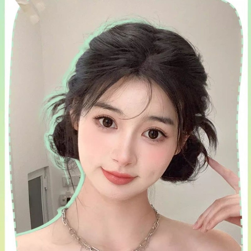 假发女鸡毛抓夹丸子头鸡毛毽子头呆毛甜辣美女发夹一体式抓夹发包|undefined