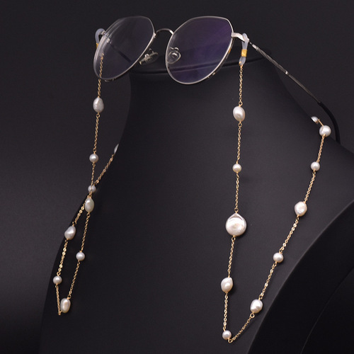 Natural baroque pearl glasses chain hanging chain jewelry without glasses ins style beaded eye accessories anti-lost women