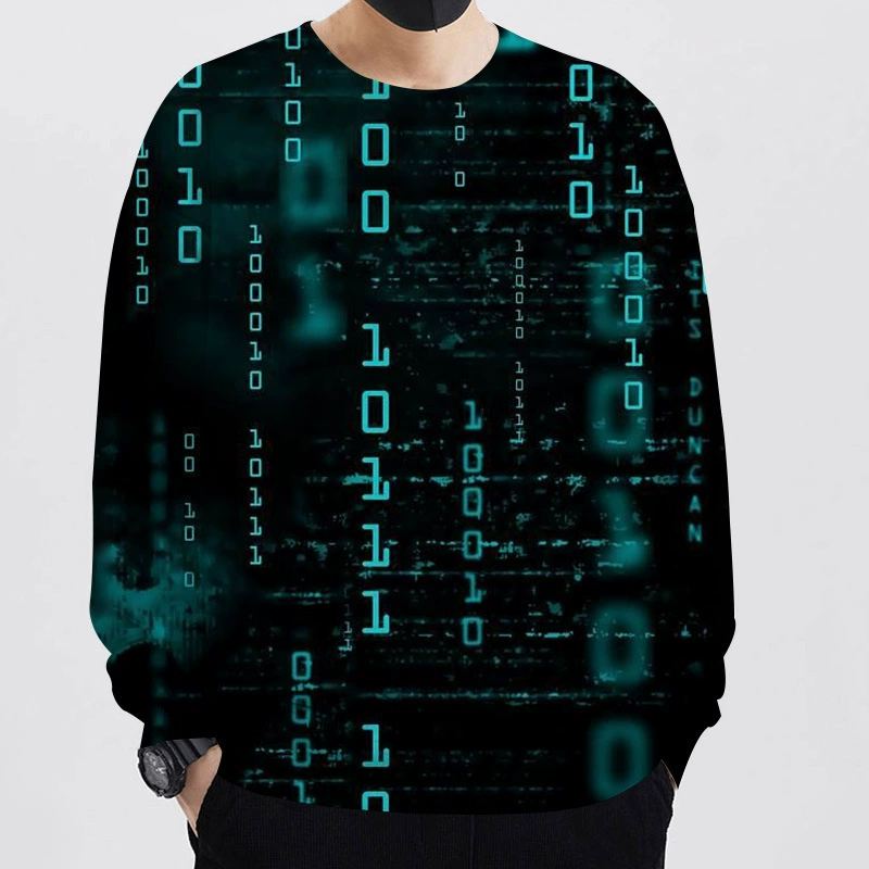 AliExpress Amazon Молодежный весенний 3D цифровой принт мужской свитер с круглым вырезом и фишкой с длинным рукавом свободный